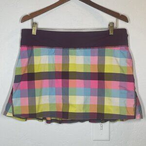 LULULEMON PACE SETTER SKIRT/SKORT-SEA CHECK MULTI/PLUM SIZE 10